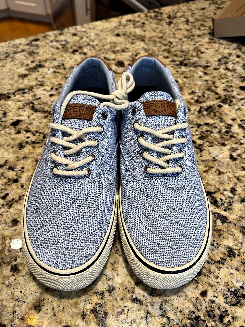 Sperry Striper II CVO Gingham Sneaker Blue & White US 9.5 Brand New